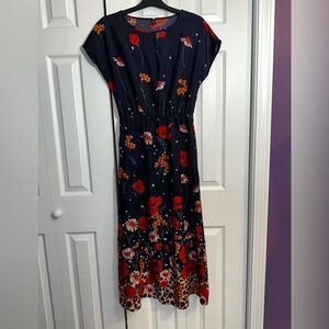 Emery Rose Floral Navy Dress